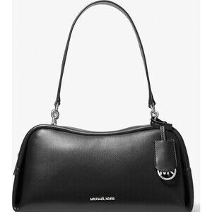 NWOT Michael Kors Cecily Medium Shoulder Handbag Black Silver Hardware LAMBSKIN